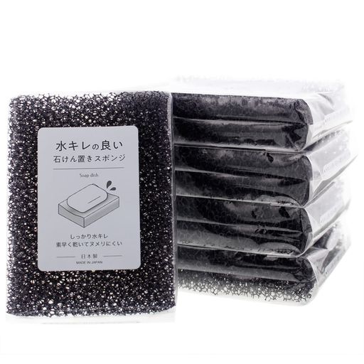 プラスワンプラス・ワンせっけん置き水キレの良い石けん置きスポンジブラック約7.5x10.3x2.5cm5個セット