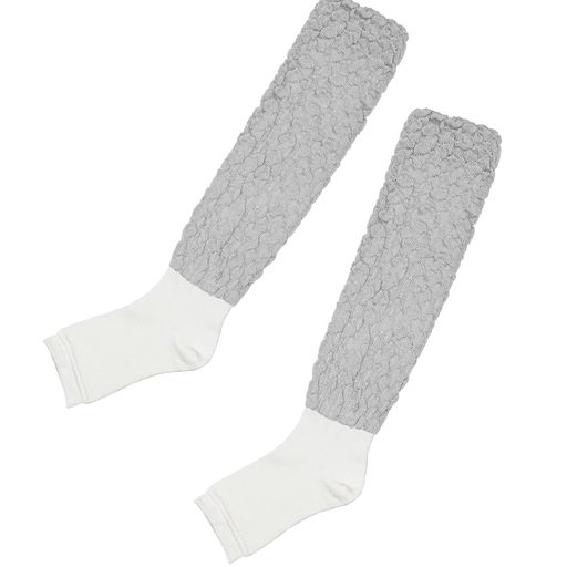 眠+(ミンプラス)Rおやすみレッグウォーマーシルクロングタイプグレイかかと付きズレにくいひざ下ふくらはぎ冷え対策レディース日本製MINP210-05の商品画像