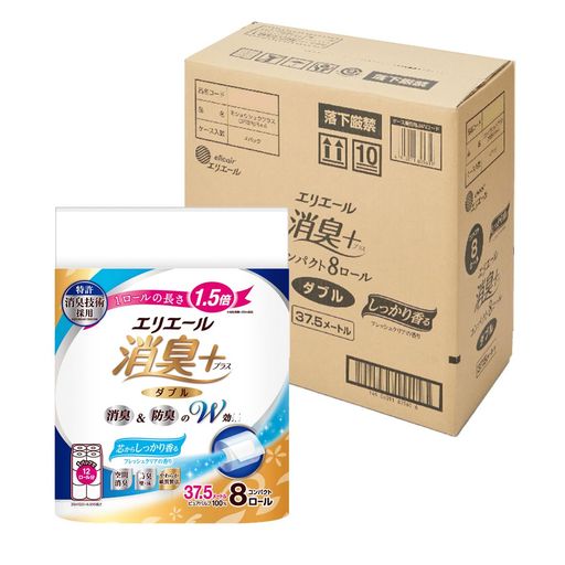 乐天商城 - エリエールトイレットペーパー消臭プラス(+)1.5倍巻き37.5mx32ロール(8ロールx4パック)ダブルパルプ100%しっかり香るフレッシュクリアの香り【EC限定正規段ケース】【ハーフケース】
