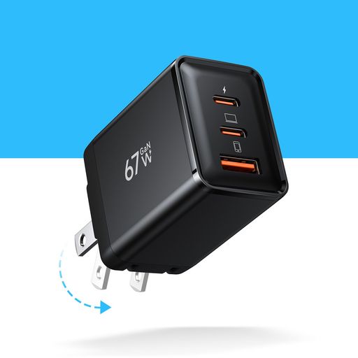 【67W急速充電器、一歩先へ!】ノートパソコンのバッテリー残量にハラハラしていませんか?充電器 type-cなら、本当のスピード充電を体感できます。タイプc 充電器はノートパソコンにも高効率で対応し、たった30分で約50%まで充電可能!コーヒー1杯の時間で、半日分のパワーをチャージできます。67w 急速充電器の高出力は一般的な65w 充電器を凌駕し、スマホなら約30分で60%まで急速充電、充電時間が大幅に短縮されました。起きてから家を出るまでのわずかな時間でも電力補給はバッチリ。pd 充電器 65wが急速で安定して、充電待ちで足を引っ張られるのは、もう終わりにしましょう。 【ポケットに隠れるusb c 充電器】この携帯充電器は、iphone 充電器と比べて、体積を約65%削減し、重量を60%軽量化。折りたたみ式プラグと5.25x3.9x2.8cmの超小型デザインで、出張でも旅行でも、ポケットやポーチに入れやすく、スペースを取らずにすみます。しかも、たいぷしー充電器 コンセントのサイズはAirPodsに匹敵し、重さもわずか81g、存在感はほぼゼロです。