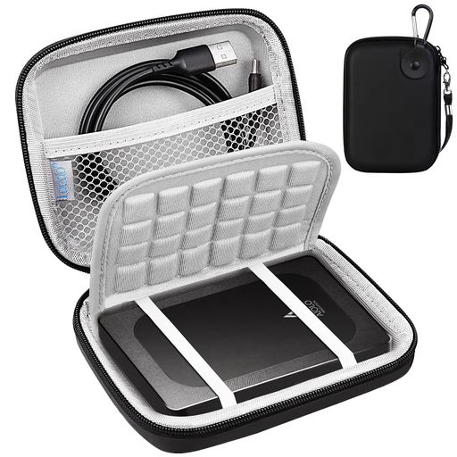 LacdoハードドライブキャリングケースAioloInnovation外部ハードドライブ用超薄型ポータブルHDD1/1.5/2/4/5TB320/500/750GBUSB3.0HDDEVA保護収納トラベルバッグ、ブラック
