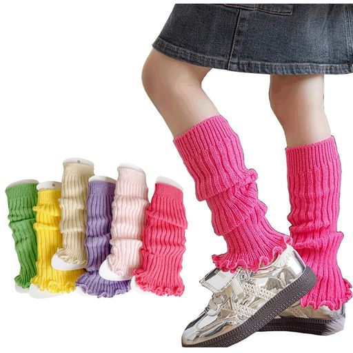 [InSomila]インソミラ子供レッグウォーマーガールズ女の子カラフルニットネオンカラールーズソックス蛍光派手ダンス衣装暖かいフリーサイズ小学生中学生(ダークパープルフリー)の商品画像
