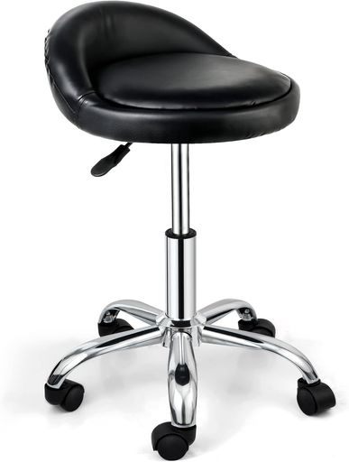 オフィススツール昇降式丸椅子カウンターチェアキャスター付き低い背もたれ360度回転高さ調節可能PUレ..