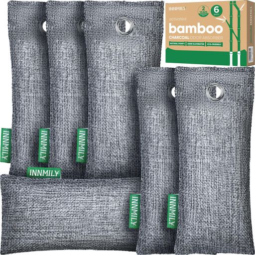 活性炭臭気吸収剤、6パック天然靴臭除去剤、竹炭空気清浄バッグ、スニーカー消臭剤、清潔な履物用吸湿..