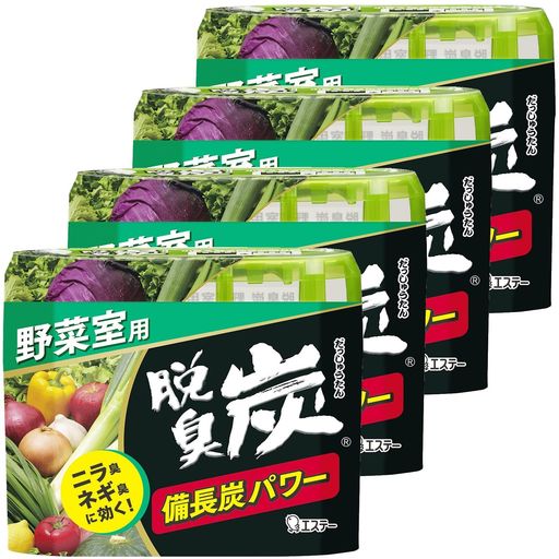 脱臭炭[まとめ買い]野菜室用脱臭剤140gx4個備長炭パワー(ニラ・ネギのニオイに効く)冷蔵庫野菜室野菜キ..