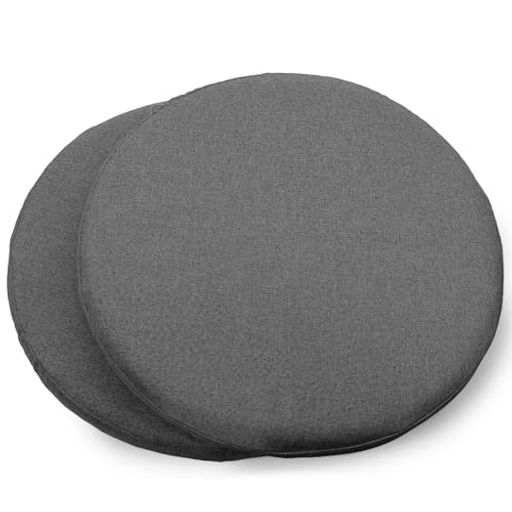 HOSUR椅子クッション2枚セット円形低反発チェアパッドカバー洗える麻風シートクッション座布団お尻が痛くならないフロアクッションシートクッション椅子ダイニングチェア40x40x4cmダーク…