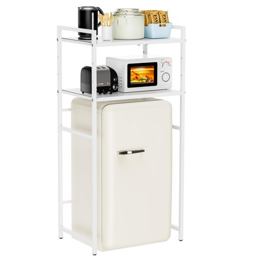 Alebertレンジラックレンジボードレンジ台ゴミ箱上ラック収納棚棚3段タイプオープンラックキッチンラック洗濯機、ゴミ箱、冷蔵庫対応スリム組立簡単頑丈省スペース隙間収納