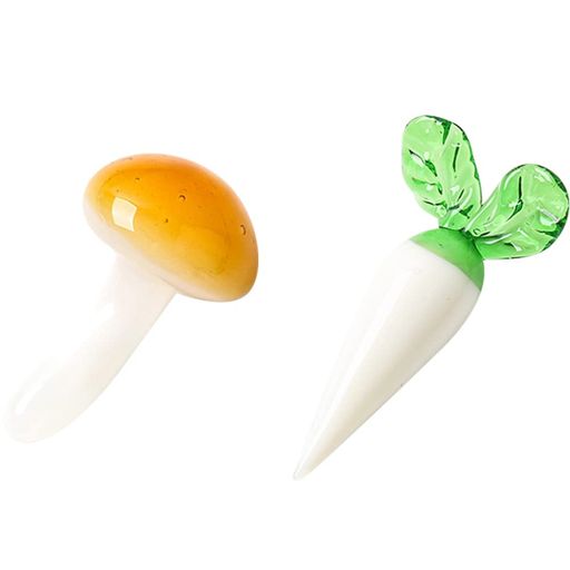 HIGHAWKガラス飾りインテリア置物野菜ミニチュア可愛いオーナメント部屋手作りテーブル飾り物オブジェ小物(だいこん+きのこ)