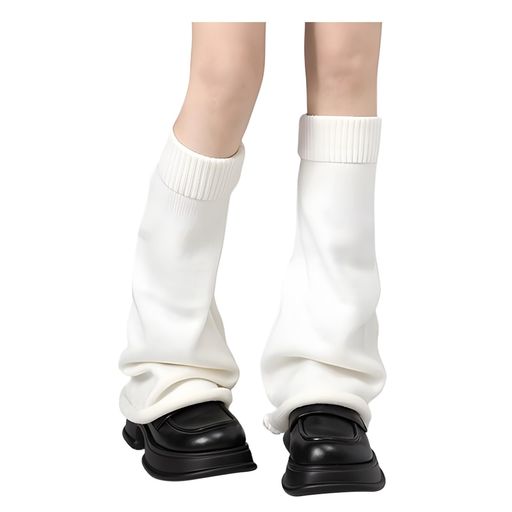 [ポクミル]レッグウォーマーロングレディース50cm足首ウォーマー暖かい靴下足が冷えないルーズソックスレディースニットロングソックス長靴冷え対策おしゃれ可愛い女性通学制服(ホワ…の商品画像