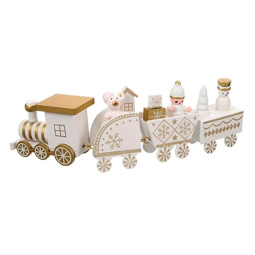 BTtimeクリスマス置物飾りオーナメント木製屋内デコレーションクリスマスおもちゃ列车プレゼント卓上クリスマスケーキ雑貨飾り付け室内玄関DIY工芸品(ホワイト)