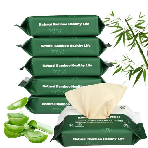 清雅竹製ウエットタイプのトイレットペーパー、おしりふきトイレに流せる厚手ウェットタオル、6パック..