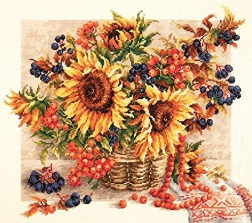SunflowerinBasketcountedcrossstitchkits14ctバスケットのひまわり クロスステッチキット139 138ポイント 35 35cmクロスステッチ