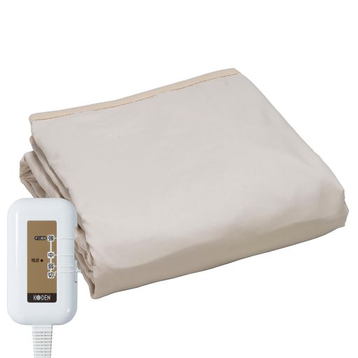広電(KODEN)電気毛布敷パッドシングルサイズ200x100cmフランネルベージュ裏面滑り止め洗えるスライド温..