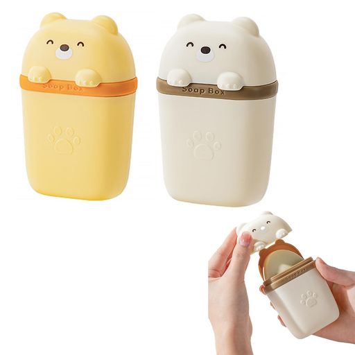 【ソープケース】ソープケースの外観は熊のデザインを採用していて、とてもかわいいです。外観がおしゃれなだけでなく、石鹸をきれいに収納することができます、どんな浴室にも自然に溶け込むことができます。 【高品質の素材】石鹸ケースは高品質のPPプラスチック材質を用いて作られ、丈夫で耐久性があり、壊れにくい、耐摩耗性がよく、手入れが簡単で、長時間使用することができる。蓋はしっかり締められ、密封性を確保し、漏水を防止することができる。 【商品のサイズ】長さ:11cm、幅:7cm、高さ:4cm、色:ベージュ、イエロー。コンパクトサイズですので携帯便利、カバンに入れても重さを感じさせません。石鹸の保管、保護に最適です。 【実用性が高い】石鹸を使用して乾燥させた後、石鹸箱は密封された箱になり、箱に戻すことができます。ふた付きで、石鹸が空気中に露出するのを防ぎ、石鹸をより清潔で衛生的にすることができます。 【幅広い用途】この石鹸ケースは、キッチンや、ジム、お風呂、出張や、旅行、スパ、浴室などのさまざまなシーンでの使用に適しています。また、家庭以外にも、ホテルや銭湯などの商業施設での使用にも適しています。