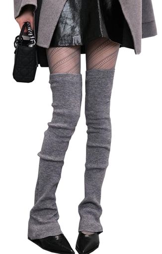 [Roiyezo]レッグウォーマーニット足首ウォーマーロング70cm膝上防寒靴下レッグウォーマーズリ落ちにくい厚手レッグカバー高弾性ルーズソックスの商品画像