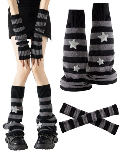 [Yawlsow]レッグウォーマールーズソックスアームウォーマー手首ウォーマーレディースガールズY2kニットフリル冬スパンコール付きかわいいロングソックスゴス原宿アクセサリー(標準グレ…の商品画像