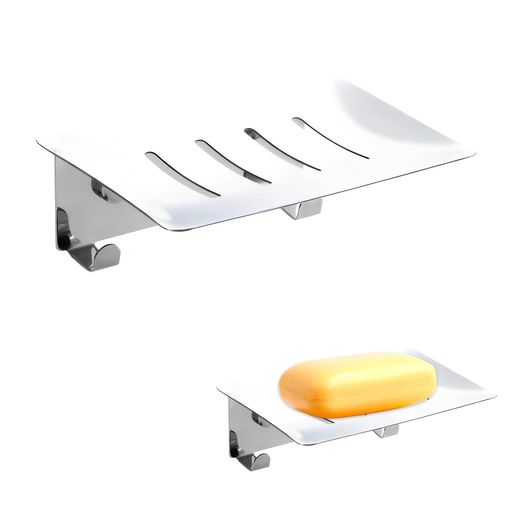 yowodana石鹸置きソープトレーステンレスソープホルダー収納ケース石鹸入れおしゃれソープディッシュ石鹸水切り浮かせる収納浴室お風呂用品フック2個付き