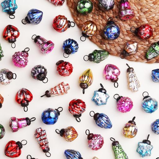 Indianshelf25ピース手作りガラスヴィンテージオーナメントギフトボックス付きヴィンテージクリスマス..