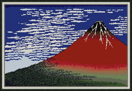 Amiibaクロスステッチ刺繍キット図案印刷済み11ct赤富士山火山プリント済みDIYウォールアート装飾初心..