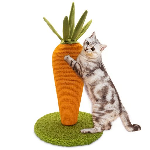 AUSCAT猫爪とぎポール猫つめとぎスクラッチポール人参型インテリア可愛い安定頑丈長持ち縦置き型運動不足やストレス解消天然サイザル麻組み立て簡単