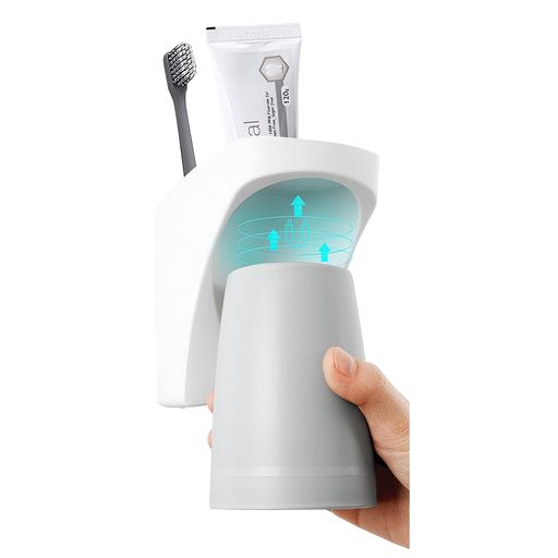 Toiletry Supplies - HEMAUTAG歯ブラシスタンドホルダー吸盤洗面所収納水垢防止防塵健康おしゃれ創造性コップスタンド用来電動歯ブラシ歯磨き粉カップスタンド歯ブラシホルダーx1個グレー