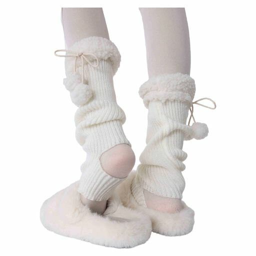 [JKHome]クリスマスルーズレッグウォーマーリブニットトレンカ足首ウォーマー冷え対策防寒ホワイト