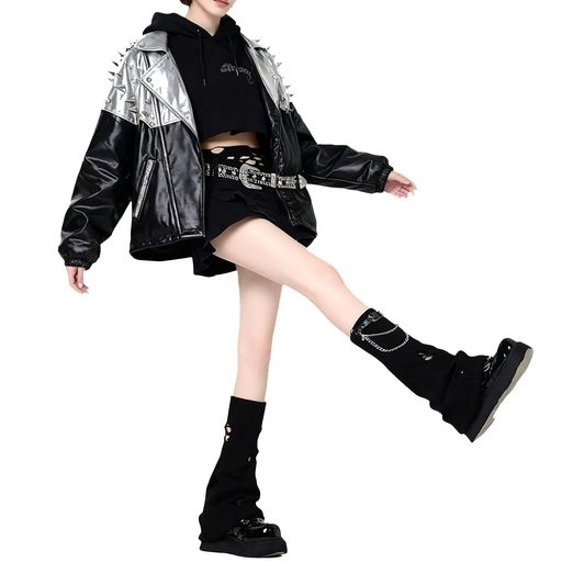 [JIMIGUGU]ルーズソックスレッグウォーマー地雷系足首ウォーマー冷え対策レッグカバー長めベルト付き原宿パンクレッグカバーベルト付き厚底靴Y2K制服ストリート系美脚韓国ファッション…