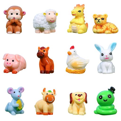 Rakuten - DeryArcle干支置物12個十二支セットかわいいミニチュア樹脂工芸品フィギュア開運縁起物グッズ風水グッズ運気アップ癒しグッズお守りマイクロ風景誕生日庭オブジェ飾り物癒しグッズ多種…
