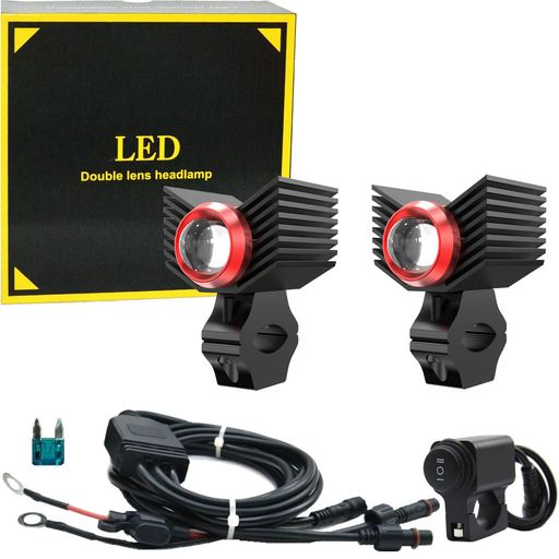 樂天商城 - NASSKA最新バイクLEDフォグランプledハーネスキットバージョンバイク補助灯高輝度ハイ/ロービーム24W9-100VDCホワイト6000K10000LM2個セット配線と防水スイッチ付き。