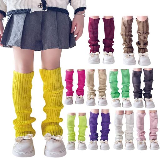 [ZGKULAEAOW]カラフルレッグウォーマーキッズネオンカラールーズソックス子供女の子蛍光派手ダンス衣装暖かいフリーサイズ40CMママ揃い(水色)