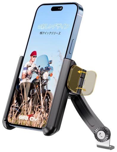 樂天商城 - Grefay バイク用スマホホルダー 片手操作 取り付け・取り外し簡単 バイク用ワンタッチ式スマホホルダー、バックミラー取り付け用アダプター付き、バイク用スマートフォンホルダ 、 軽量…
