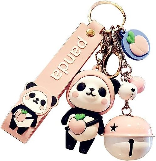 【AIXUAN】ディガールの可愛いPVCパンダキーホルダーアイディアお正月プレゼント動物ペンダント自動車キーペンダントメタルキーホルダー(ピンク)