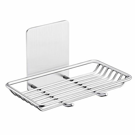 KAIXUANMAN石鹸置きマグネットソープトレーSUS304ステンレス製錆びないソープホルダー収納ケース石鹸入れおしゃれソープディッシュ石鹸水切り浮かせる収納浴室フック2個付き​​シルバー