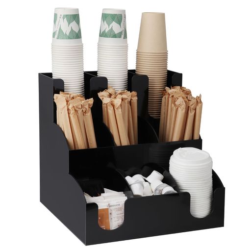 乐天商城 - Elraxw紙コップホルダーカップディスペンサーカップスタンド3段9セルカップホルダーアクリル製業務用(ブラック)