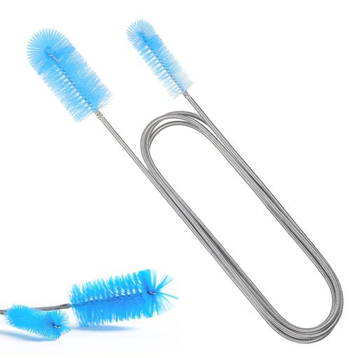 パイプブラシ水槽ブラシ長さ155cmホワイト/ブルーフィルタークリーナーパイプクリーナー両頭柔軟ステンレス製洗浄メンテナンスお手入れ(ブルー)