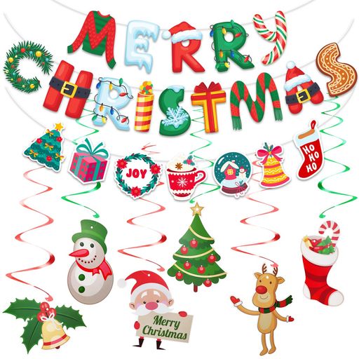 Hanakazeクリスマス飾りクリスマスガーランドクリスマス装飾ハンギングスワールパーティー飾り付けおしゃれ雪だるまサンタトナカイベルハンギングスワールクリスマスツリーオーナメン…