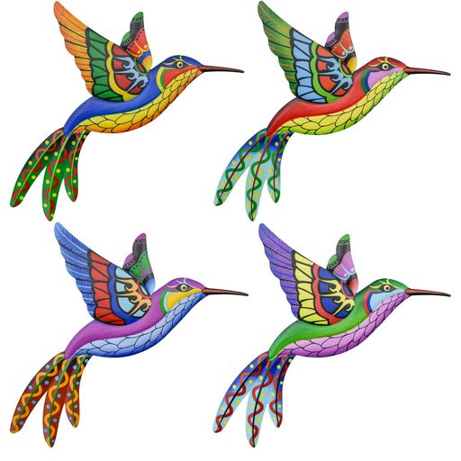 MrMrKuraアイアン壁飾りハチドリ4点セットウォールデコレーションバードアイアン飾り彫刻鳥壁掛けオブ..