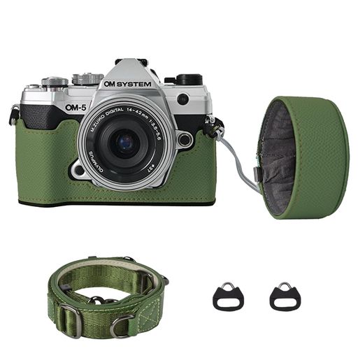 VOVMOEYAカメラケースForOlympusOM-5/OM-DE-M5IIIOM-5ボディケースForOlympusE-M5IIIカメラケースOM5カメラ保護カバーPUレザーD状ネジ穴付き底面開閉電池交換全面保護