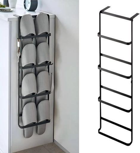 【3way収納】スリッパラック壁掛け式4段室内収納シューズラック(1/2セット)スリッパ立てスリム玄関収納..