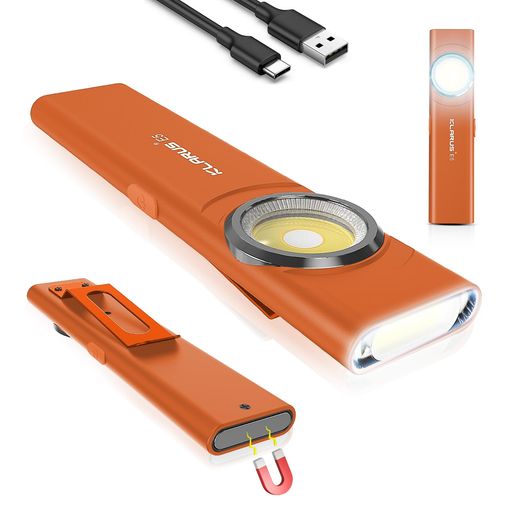KLARUSE5ミニライト小型led充電式懐中電灯、維持、キャンプ、ハイキング、緊急事態のために適した磁気基盤およびバックルクリップが付いている明るく470ルンメー小さく平らなミニライト-…