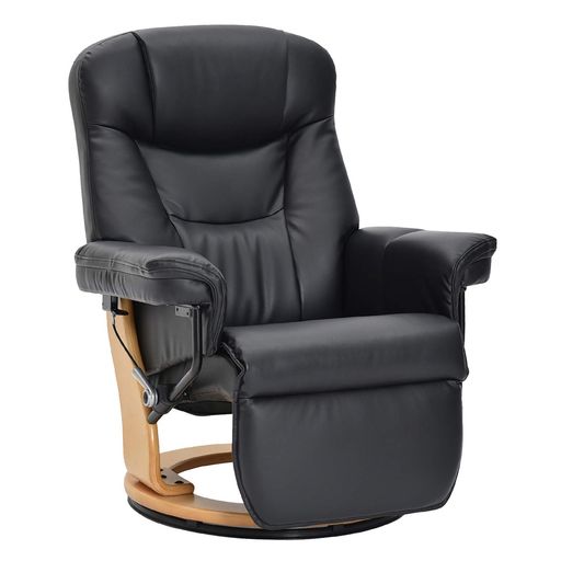 タマリビング(Tamaliving)パーソナルチェアルーブU-PVC[脚:ナチュラル/本体:ブラック]オットマン一体型リクライニングチェア50003454