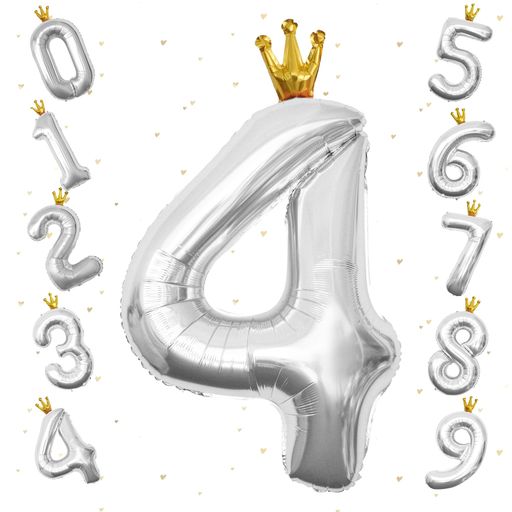 Other - GOPATY誕生日数字バルーン数字0-9王冠40インチ大きいアルミ風船バースデーパーティーバースデーデコレーションセットパーティーお祝いブルー結婚式記念日お祝い誕生日飾り付け(シルバー4)