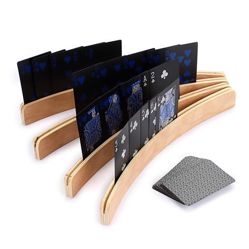 Playing Cards - Sumnacon木製カードスタンドカードゲームボードゲームカード立てトランプスタンド湾曲アーク形4本セット