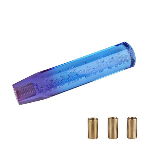 ADPOW汎用クリスタルシフトノブバブル八角200mmキラキラ透明感際立つ爽快な泡入り3枚アダプター付きブ..