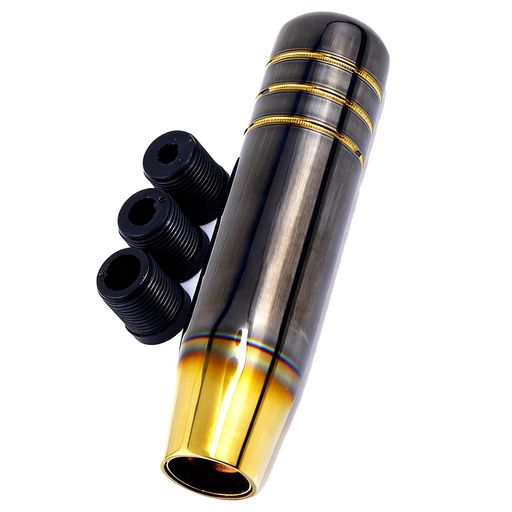 樂天商城 - [DFsucces]シフトノブ130mmアルミ合金チタンカラー鏡面仕上げM8M10M12アダプター付きATMT汎用車用ラカスタム(ブラックゴールド)