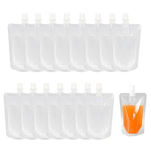 RuiChyスパウトパウチパウチ容器15枚セット詰め替えパウチビニール袋透明密封耐熱性漏れ防止使い捨てド..