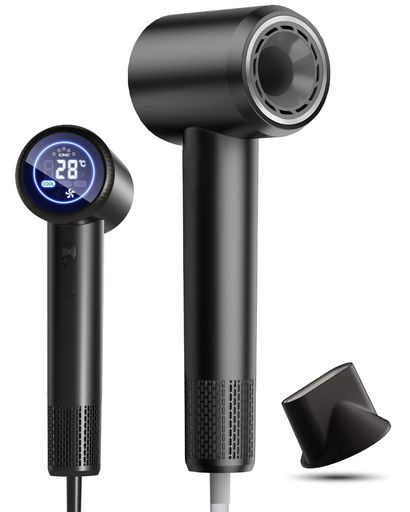 RUNCTYヘアドライヤー速乾大風マイナスイオンドライヤー10億高浸透イオン静電気抑制静音温冷風自動切替恒温ヘアケアディスプレイ画面表示高速ヘアードライヤー3段階温度調節&2段階風速…