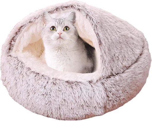 HZT猫ベッド犬ベッド冬ドーム猫ハウスペットベッド猫犬クッション猫寝床...(4.0)