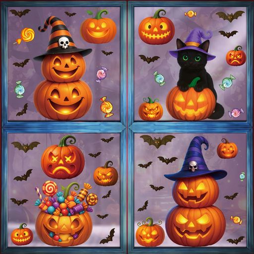 【LEISURECLUB】ハロウィンウォールステッカー静電窓ガラスステッカーシールhalloween壁飾り剥がせる装飾インテリアDIY部屋店舗デコレーション(HW189-A)