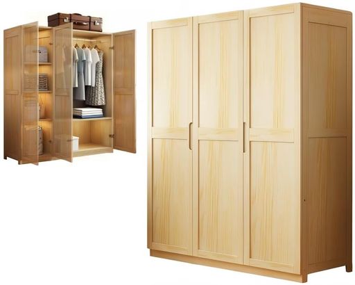 EastEamilyワードローブクローゼット防塵扉付き木製大容量幅118x奥行き48x高さ166.3cm洋服ダンスハンガ..